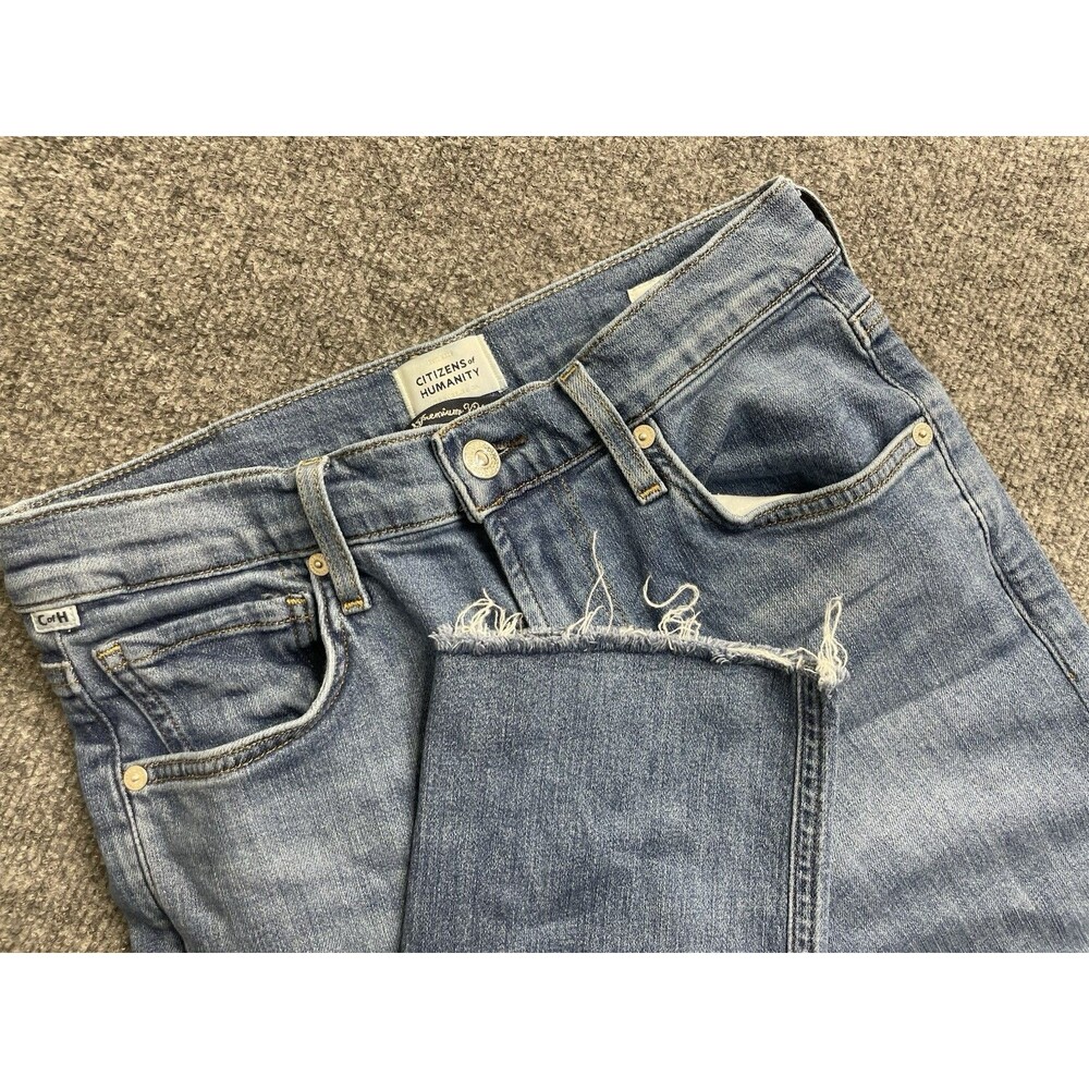 Citizens Of Humanity Jeans Womens 26 Blue Isola Slim Crop Raw Hem Stretch Light